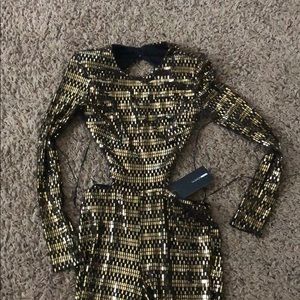 Metallic jumpsuit gold